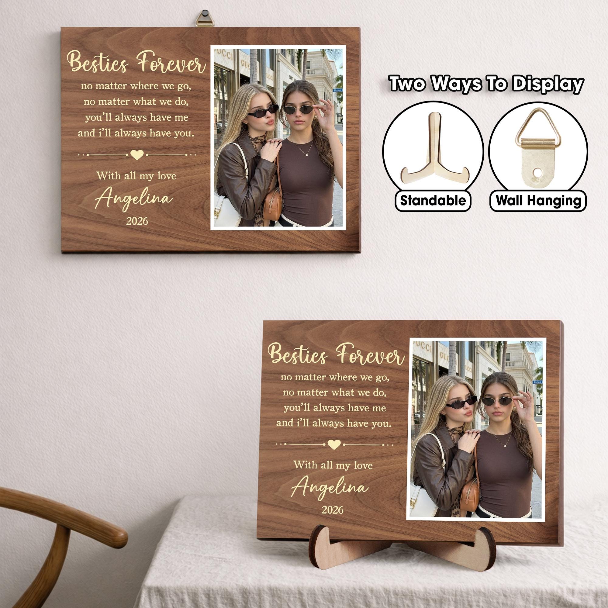 Friend Photo Frame Message Personalized Best Friends Photo Frame, Custom Engraved Bestie Picture ...