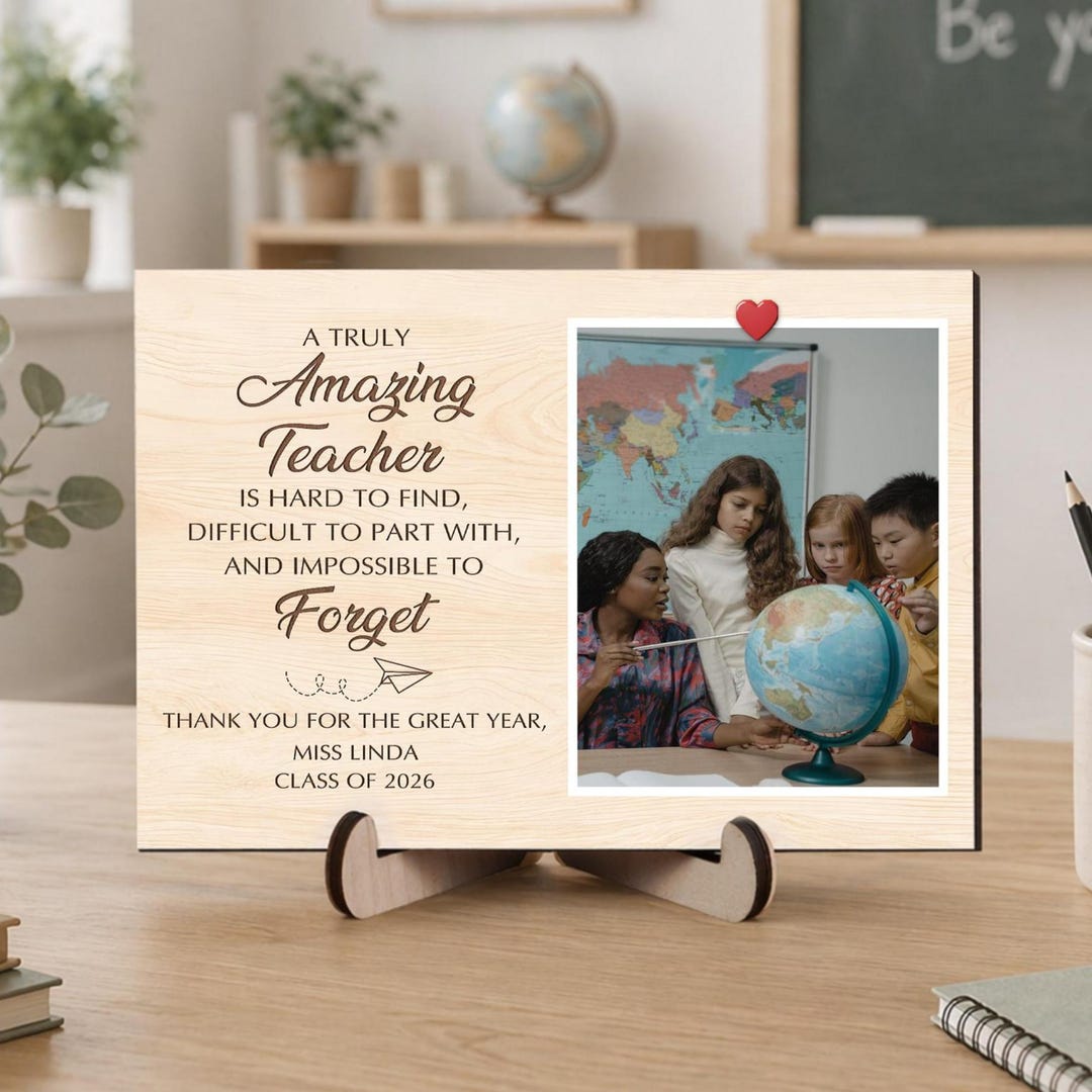 Personalized Teacher Appreciation Picture Frame, Engraved Teacher Thank ...