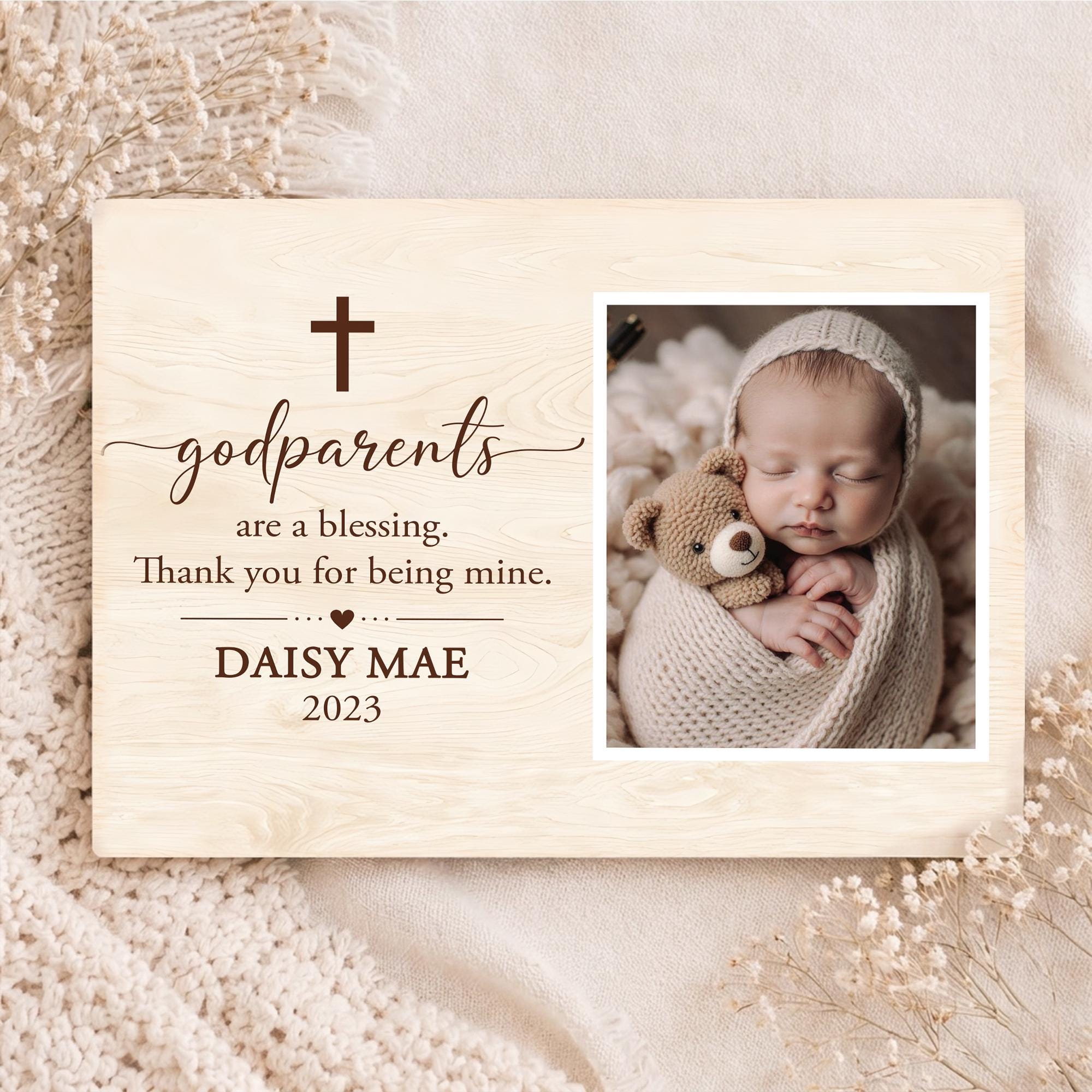Personalized Baptism Godchild Picture Frame, Engraving Thank You ...