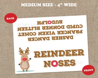 Reindeer Noses Gift Bag Toppers, 4" Inches wide, Christmas Eve Box, Favor Favour Printable – Instant download
