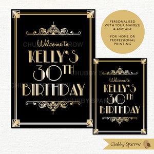 DIGITAL | Gatsby Art-Deco-Zeichen, Willkommen im 21.30.40., Hochzeit-Geburtstagsfeier, Neujahrsroaring 1920er Jahre Großartige inspirierte Gangster Flappers