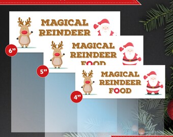 Reindeer Food Christmas Magical, Favor Favour Bag Toppers Printable, 4" 5" 6" Christmas Eve Box – Instant download