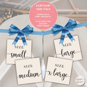 Flip Flop Flops Size Cream Swing Tags, Wedding Dancing Shoes Feet Treat, Black Script, Tired feet Dance floor, Printable Decor
