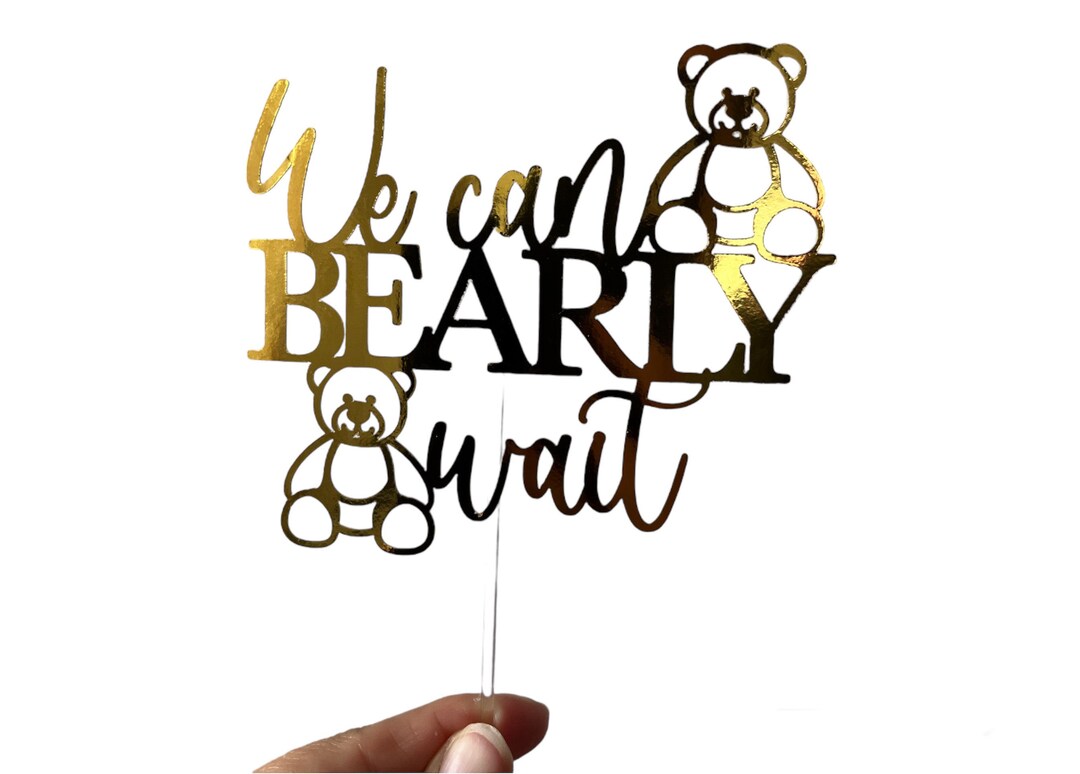 We Can Bearly Wait Cake Topper Baby Shower Reveal Charm Teddy Bear ...