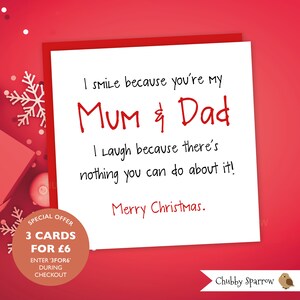 Grappige kerstkaart, mama en papa-wenskaart, kerstkaart, glimlach lach kind kaart, schertskaart, ouderkaart, sarcastische kaart, grappige kaarten