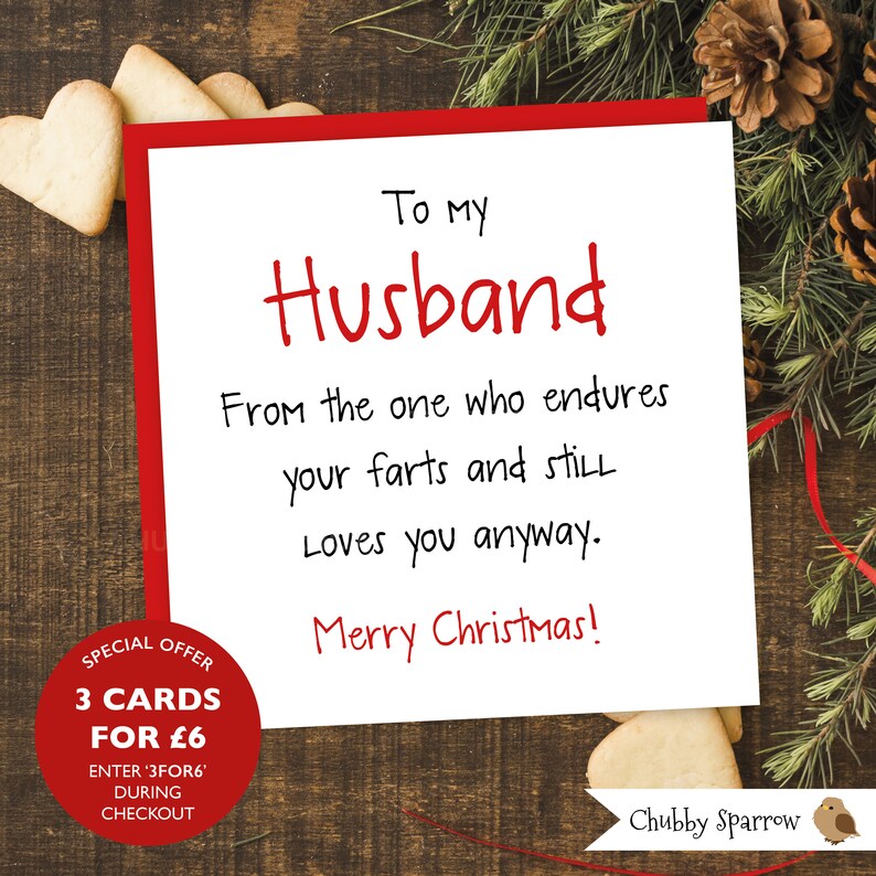 Funny Christmas Card Husband Greeting Card Love Xmas Card  Etsy