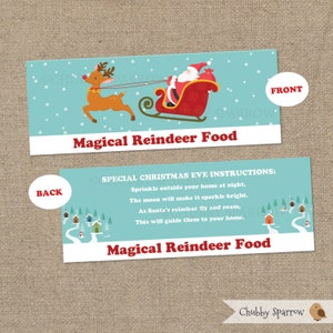 Reindeer Food Christmas Favor Favour Bag Toppers Printable – Instant download