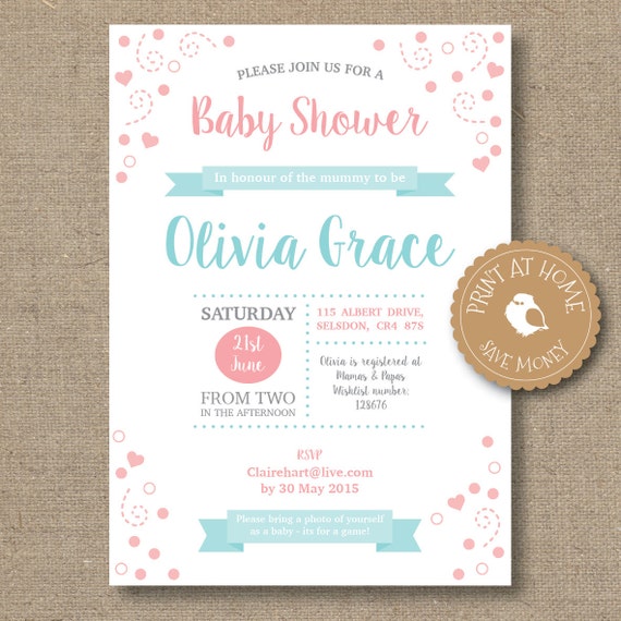 baby shower invitation, mummy to be party, mommy to be invite, pink and  blue, boy girl, printable digital personalised