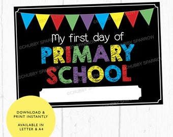 Back to School Sign, Primary School, First Day of School, Photo prop, Childrens, Kids, Instant download Nursery Reception Year 1 2 3 4 5 6 7