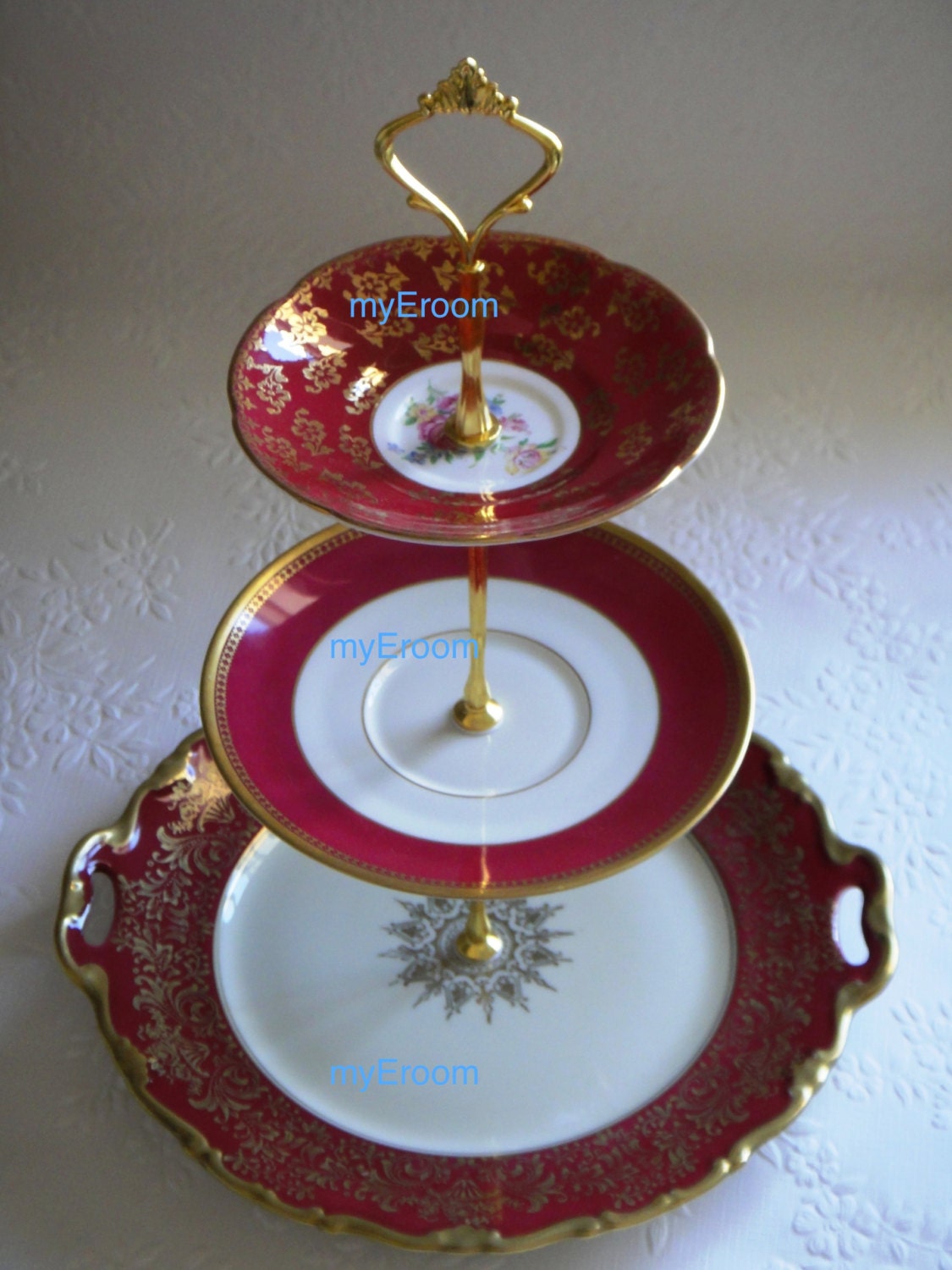 HEAVY Cake Stand Handle 3 Tier Gold Crown Centre Fitting Etsy