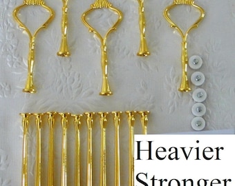 5 x 3 tier Heavy Gold Crown Cake Stand Fittings / Handle