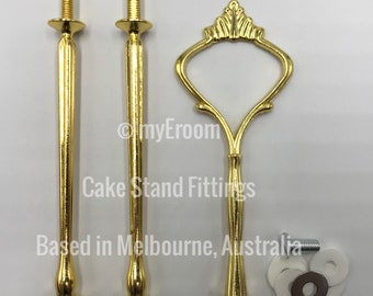 HEAVY Cake Stand Handle 3 Tier Gold Crown Centre Fitting