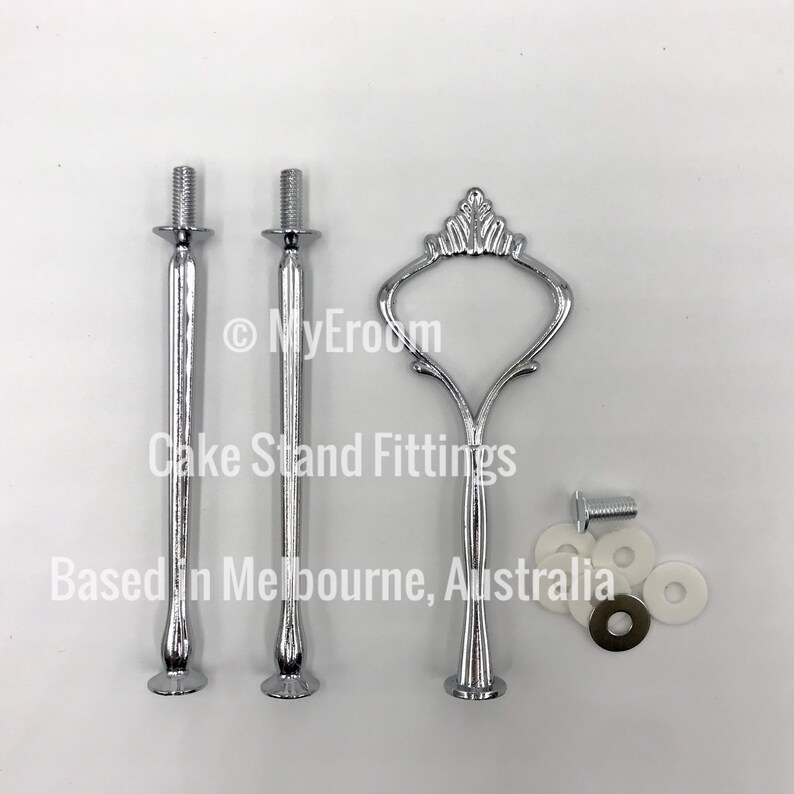 HEAVY Cake Stand Handle 3 Tier Silver Crown Centre Fitting / Hardware image 1