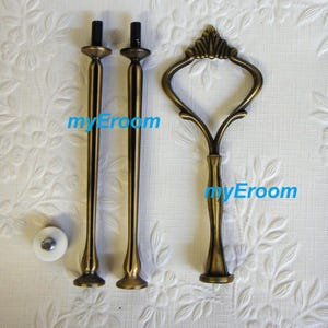 HEAVY Cake Stand Handle 3 Tier Bronze Crown Centre Fitting / Hardware kit