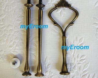 HEAVY Cake Stand Handle 3 Tier Bronze Crown Centre Fitting / Hardware kit