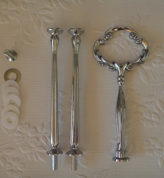 Cake Stand Handle Tier Silver Clover Centre Fitting Hardware