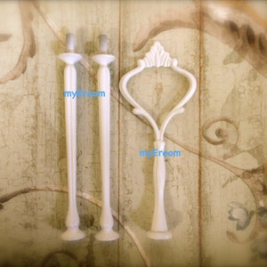 WHITE 3 tier HEAVY Crown Cake Plate Stand Fitting Handle DIY