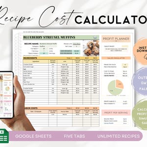 Bakery Cost Calculator Template, Recipe Profit Tracker for Cottage Bakers, Google Sheets Food Pricing, Digital Spreadsheet | BS022 - 04