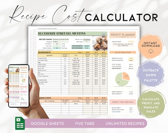 Bakery Cost Calculator Template, Recipe Profit Tracker for Cottage Bakers, Google Sheets Food Pricing, Digital Spreadsheet | BS022 - 04