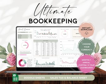 Ultimate Bookkeeping Spreadsheet, Google Sheets Income Tracker, Expense Tracker, Profit and Loss Small Business, Financial Plan | BS024 - 01