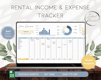 Rental Bookkeeping | Airbnb Bookkeeping | Airbnb Host Template | Rental Tracker | Rental Income And Expense Tracker | BS001 - Surf