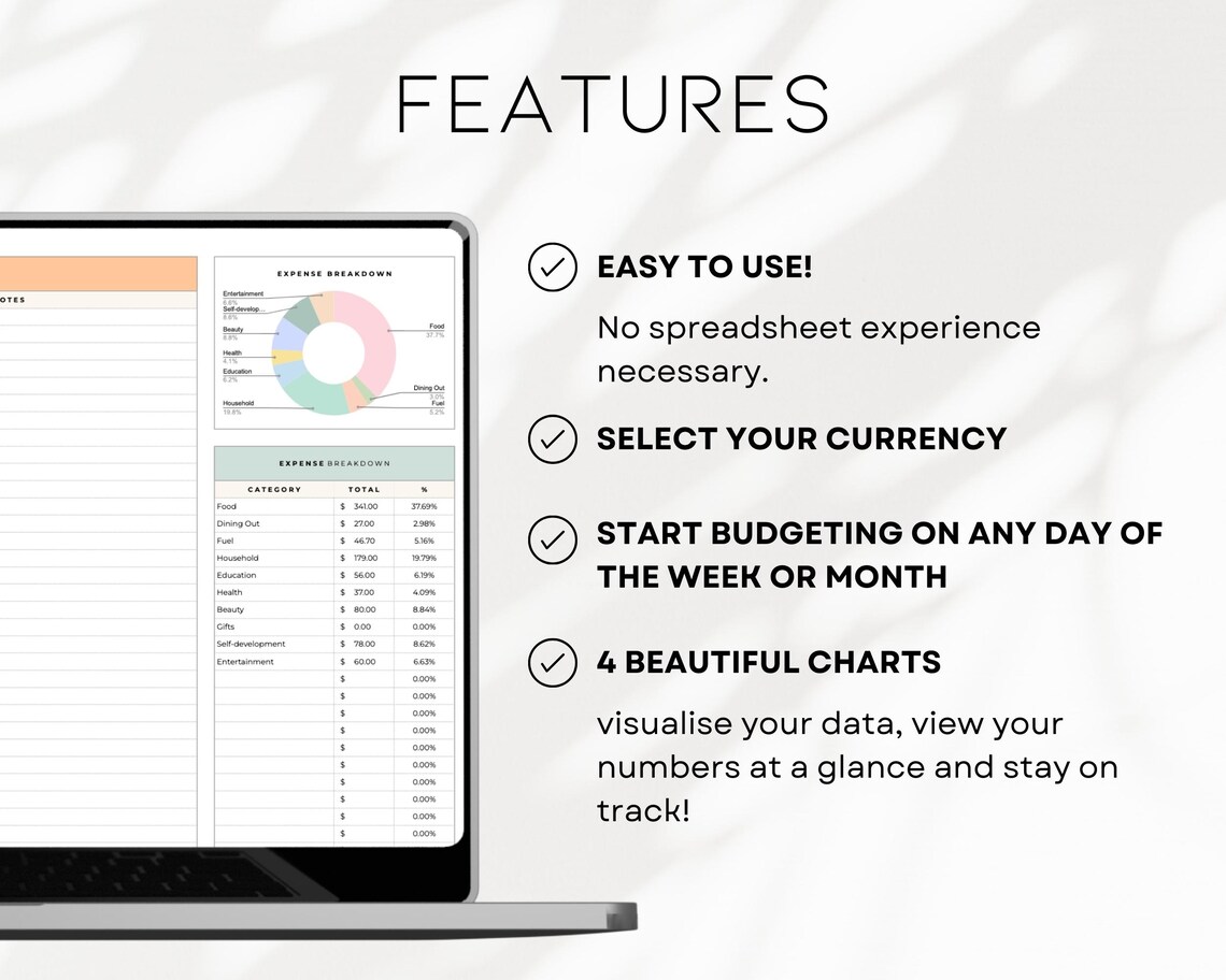 Simple Budget Planner for Google Sheets | Monthly Expense Tracker ...