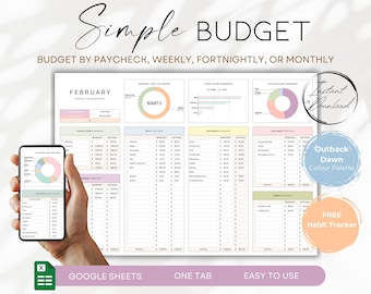 Simple Budget | Google Sheet Monthly Budget Spreadsheet | Paycheck Budgeting | Simple Financial Planner | Personal Finance Tracker BS002