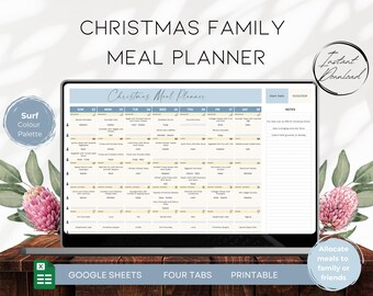 Christmas Meal Planner | Allocated Grocery List | Christmas Dinner Planner | Holiday Potluck Sheet | Christmas Shopping list  BS008 - 02