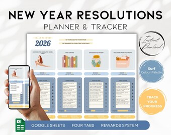New Year Goal Planner Google Sheets Template, Digital Goal Setting Tool, SMART Goals Tracker, Aesthetic Goal Journal for Women | BS013 - 02