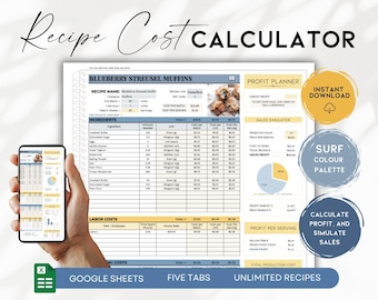 Bakery Cost Calculator Template, Recipe Profit Tracker for Cottage Bakers, Google Sheets Food Pricing, Digital Spreadsheet | BS022 - 02