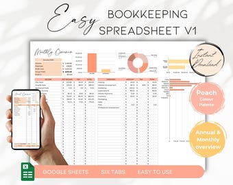 Easy Bookkeeping Spreadsheet | Small Business Income & Expense Tracker | Google Sheets Accounting Template | Sales Tax Tracker | BS006 - 03