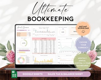 Ultimate Bookkeeping Spreadsheet, Google Sheets Income Tracker, Expense Tracker, Profit and Loss Small Business, Financial Plan | BS024 - 04