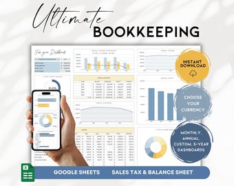 Hoja de cálculo de contabilidad definitiva, seguimiento de pérdidas y ganancias de Google Sheets, seguimiento empresarial, plantilla de ingresos y gastos / BS024-02