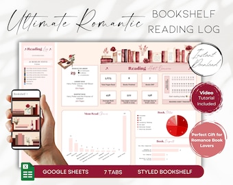 Romance themed Ultimate Reading Book Tracker| Google sheet template | Book Tracker for Romance Readers | Book Club Tracker | BS016 - 01