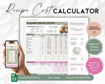 Bakery Cost Calculator Template, Recipe Profit Tracker for Cottage Bakers, Google Sheets Food Pricing, Digital Spreadsheet | BS022 - 01