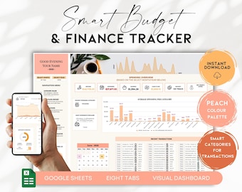 Smart Budget Planner Spreadsheet, Personal Finance Tracker, Google Sheets, Digital Money Organiser, Cash Flow & Net Worth Tool BS021 - 03