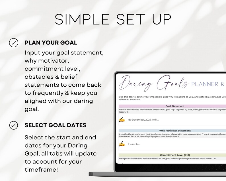 Daring Goals Planner & Tracker - Smart Goals Tracker - Google Sheets ...