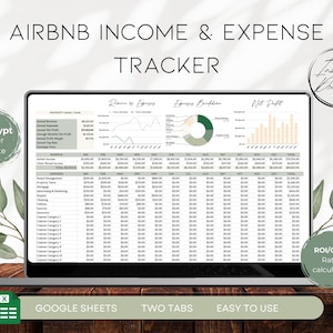 Airbnb Income Expense Tracker | Google Sheets | ROI CAP Calculator | Short Term Stay Tracker, Rental Property Tracker | BS003 - 01 Eucalypt
