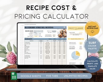 Recipe Pricing Calculator for Bakers, Google Sheets Food Cost Template, Track Profits & Sales, Digital Spreadsheet Download | BS022 - 02