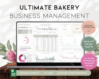 Ultimate Bakery Business Spreadsheet, Recipe Cost Calculator, Bookkeeping for Bakers, Small Bakery Tracker, Digital Download | BS012 - 01
