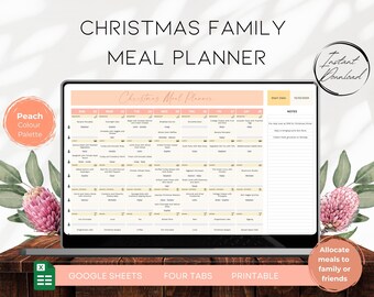 Christmas Meal Planner | Allocated Grocery List | Christmas Dinner Planner | Holiday Potluck Sheet | Christmas Shopping list  BS008 - 03