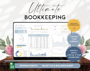 Ultimate Bookkeeping Spreadsheet, Google Sheets Income Tracker, Expense Tracker, Profit and Loss Small Business, Financial Plan | BS024 - 02