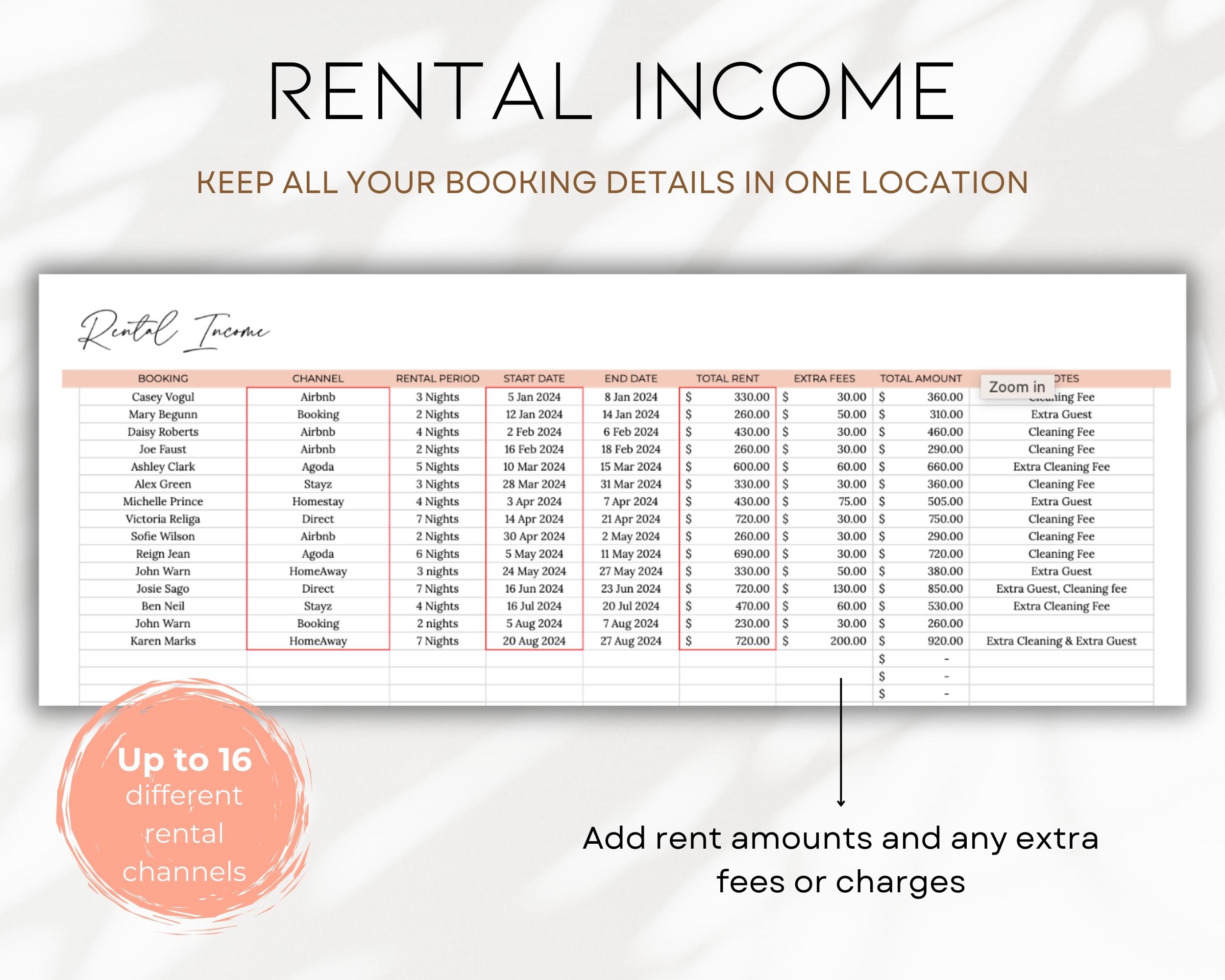 Printable Rental Bookkeeping Rental Bookkeeping | Airbnb Bookkeeping | Airbnb Host Template | Rental ...
