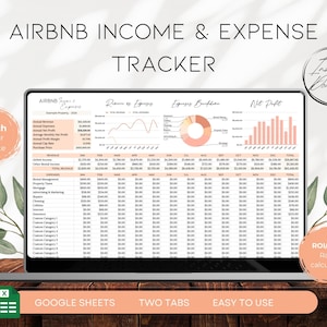 Airbnb Income Expense Tracker | Google Sheets | ROI CAP Calculator | Short Term Stay Tracker, Rental Property Tracker | BS003 - 03 Peach