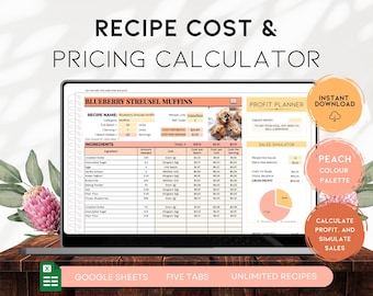Recipe Pricing Calculator for Bakers, Google Sheets Food Cost Template, Track Profits & Sales, Digital Spreadsheet Download | BS022 - 03
