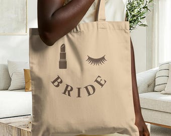 Bride Tote Bag Organic Cotton, Bridal Makeup Artist Gift, Future Mrs Canvas Bag, Bachelorette Party Favors, Wedding Day Glam Prep Bag