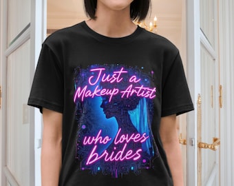 Neon Pink Makeup Artist Shirt | Futuristic Blue Bride MUA Tee | 3 Chic Colors | Professional Wedding Artist Apparel | DiGlam Wed Co