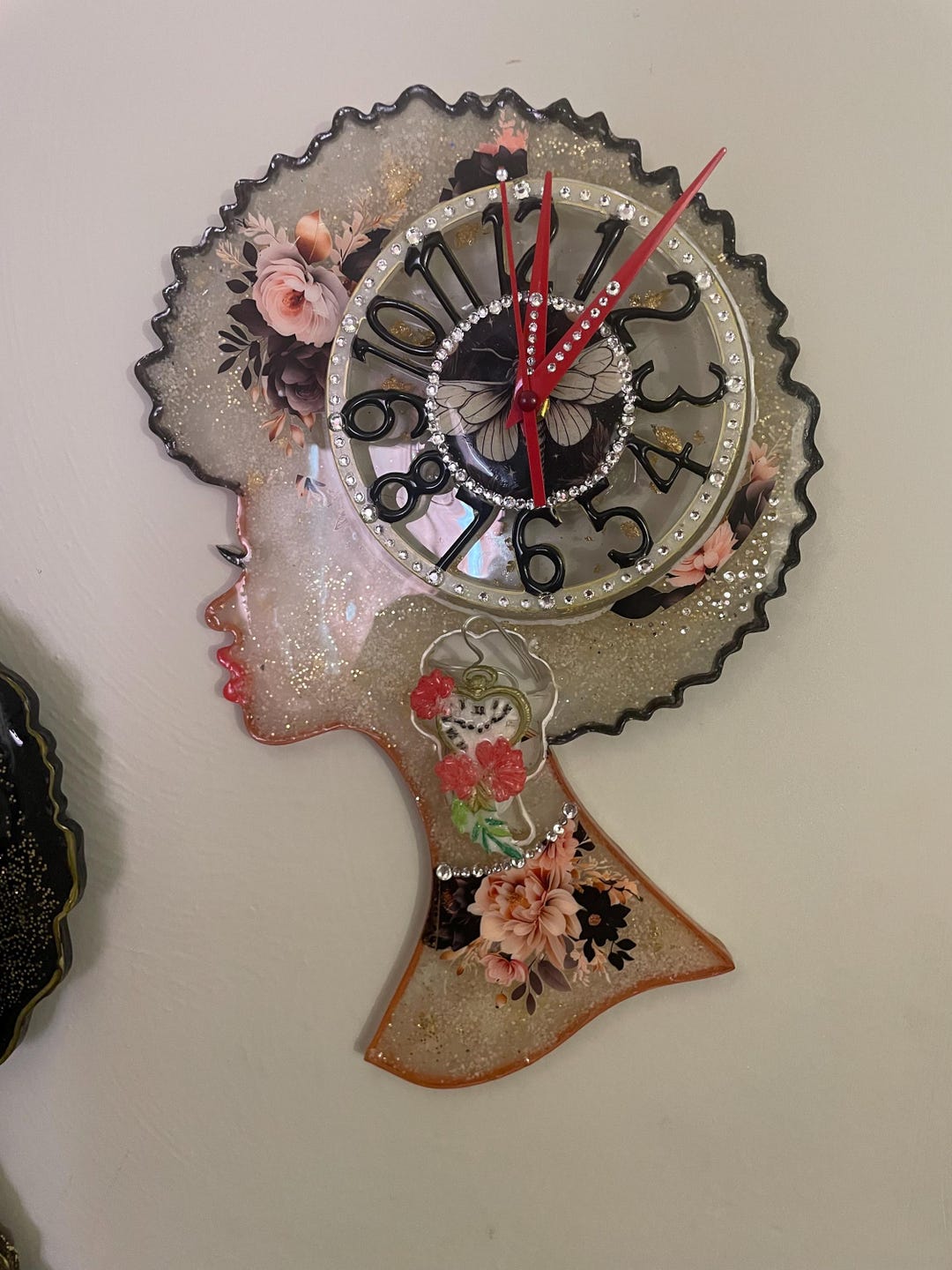 Afro Silhouette Resin Wall Clock | Black Girl Magic Glam Art Home Decor ...