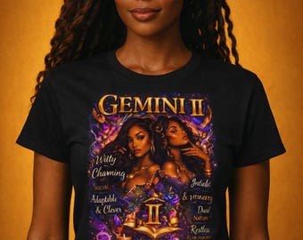 Gemini Zodiac T-Shirt, Celestial Twins Graphic Tee, Astrology Lover Gift