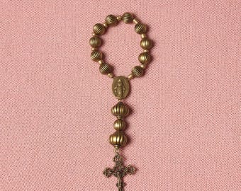 Dizainier catholique bronze en perles upcyclées, éco-responsable "Antique"